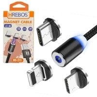 CABO USB MAGNÉTICO 3 EM 1 V8/TIPO-C/LIGHTNING  KAIDI KD-33 1M