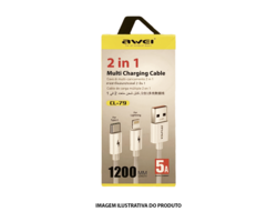CABO USB AWEI 2 IN1 5A TIPO C / IPHONE LIGHTNING 1200 CL-79