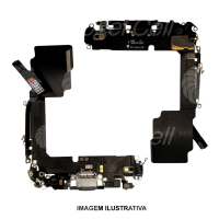 FLEX CONECTOR DE CARGA IPHONE 15 PRO PRETO ORIGINAL RETIRADO
