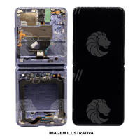 TELA DISPLAY SAMSUNG GALAXY Z FLIP 1 F700 C/ ARO LILAS ORIGINAL NACIONAL