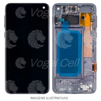 TELA DISPLAY SAMSUNG S10 G973 C/ ARO AZUL CLARO NACIONAL