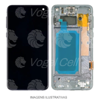 TELA DISPLAY SAMSUNG S10 G973 C/ ARO PRATA NACIONAL RETIRADA