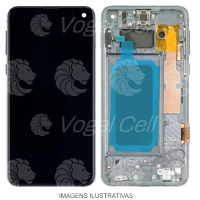 TELA DISPLAY SAMSUNG S10 G973 C/ ARO PRATA ORIGINAL NACIONAL