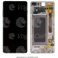 TELA DISPLAY SAMSUNG S10 PLUS G975 C/ ARO PRATA NACIONAL